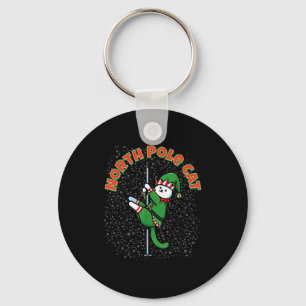 Funny Cat Le Dance Elf Costume Christmas Holiday C Key Ring