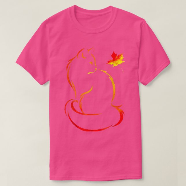 Funny Cat Leaf Fall Hello Autumn For Cute Kitten 2 T-Shirt (Design Front)