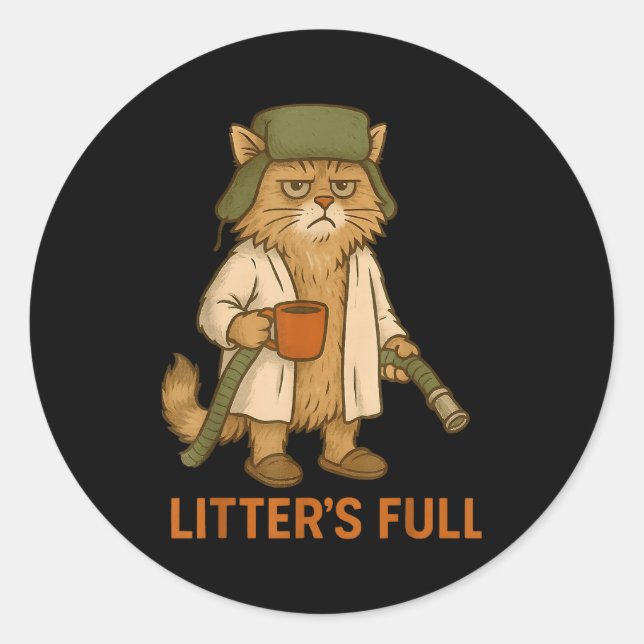 Funny Cat Litter's Full Christmas Cat Xmas Women M Classic Round Sticker (Front)