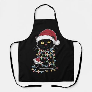 Funny Cat Lover Christmas Lights Apron