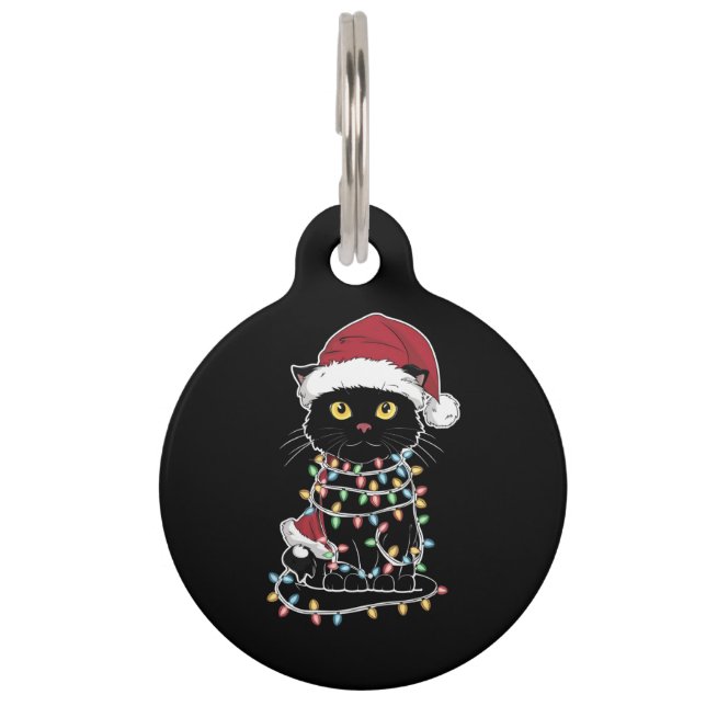 Funny Cat Lover Christmas Lights Pet Tag (Front)