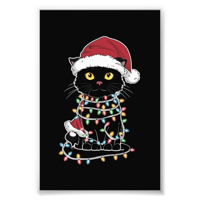 Funny Cat Lover Christmas Lights Photo Print (Front)