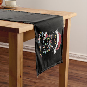 Funny Cat Lover Christmas Lights Short Table Runner