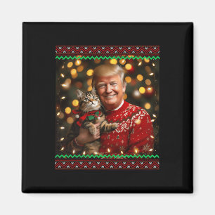 Funny Cat Lover Christmas Sweater Trump Ugly Chris Magnet