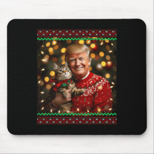 Funny Cat Lover Christmas Sweater Trump Ugly Chris Mouse Mat