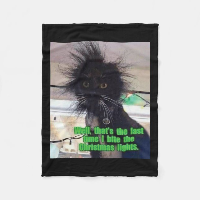 Funny Cat Lover Christmas Tree  Fleece Blanket (Front)