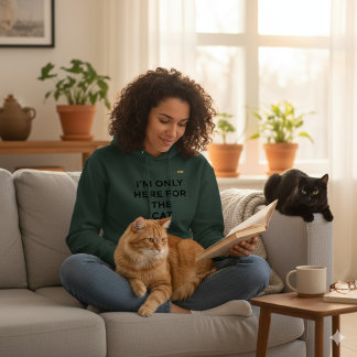 Funny Cat Lover Hoodie | "Only Here for the Cat"
