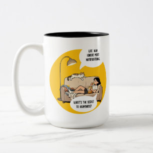 Funny Cat Lover Introvert Humor Two-Tone Coffee Mug