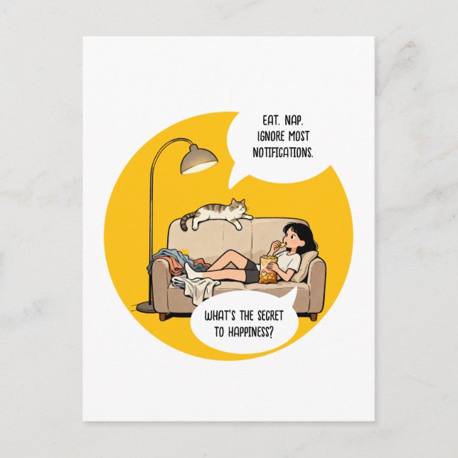 Funny Cat Lover Introvert Humour Quote  Postcard (Front)