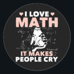 Funny Cat Lover Mathematics Humour Maths Nerd Classic Round Sticker<br><div class="desc">Cat Math and School Teacher Jokes. Funny Cat Lover Mathematics Humour Maths Nerd.</div>