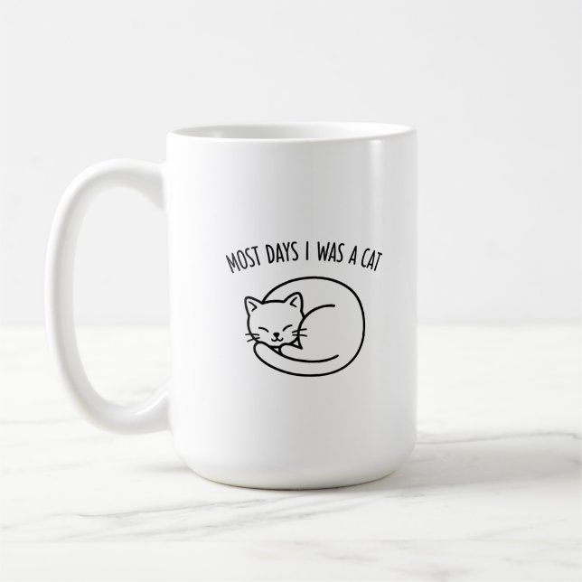Funny Cat Lover Mug Cute Sleeping Cat Most Days (Left)