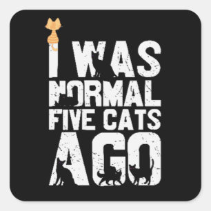 Funny cat lover normal five cats ago  square sticker