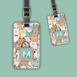 Funny Cat Lover Pastel Name On Monogram Travel  Luggage Tag<br><div class="desc">Add some feline flair to your travels with this adorable luggage tag featuring a vibrant watercolor cat pattern. Perfect for pet lovers and cat enthusiasts, this tag not only helps you identify your luggage but also adds a touch of personality to your belongings. Made from durable materials, this tag is...</div>