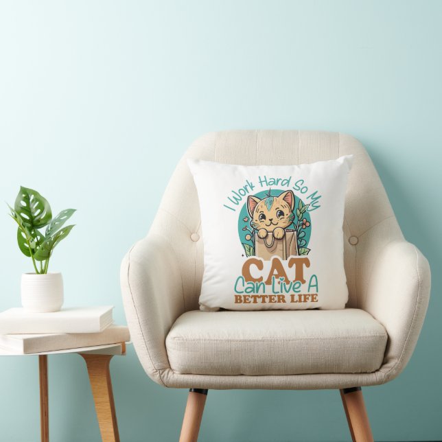 Funny Cat Lover Quote Cute Kitten Graphic Cushion (Chair)