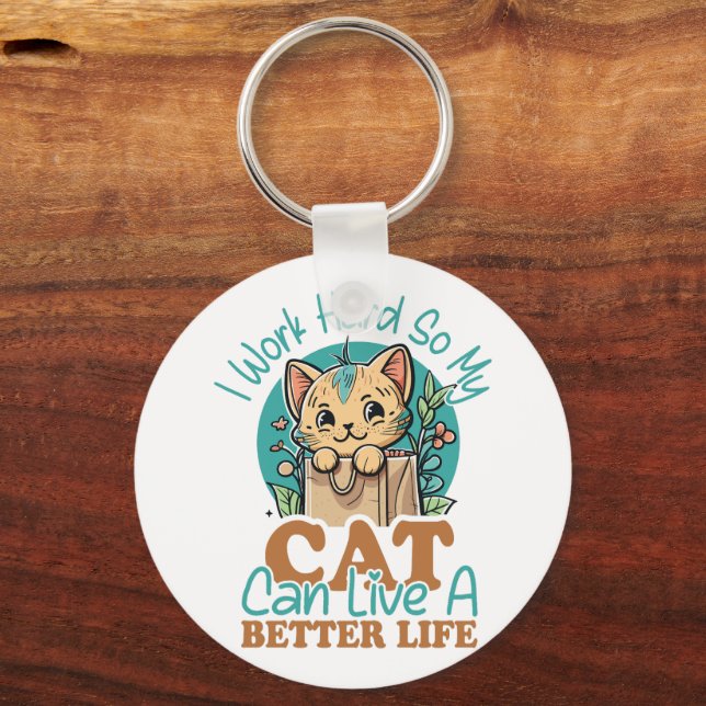 Funny Cat Lover Quote Cute Kitten Graphic Key Ring (Front)