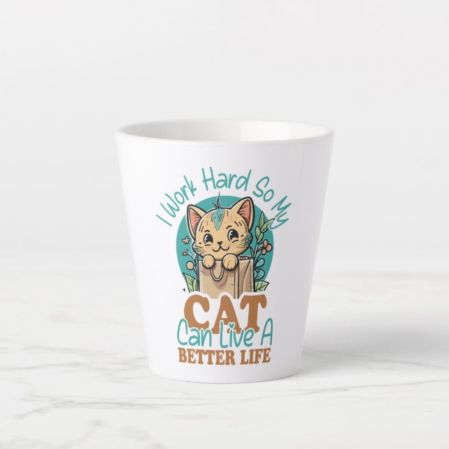 Funny Cat Lover Quote Cute Kitten Graphic Latte Mug (Front)