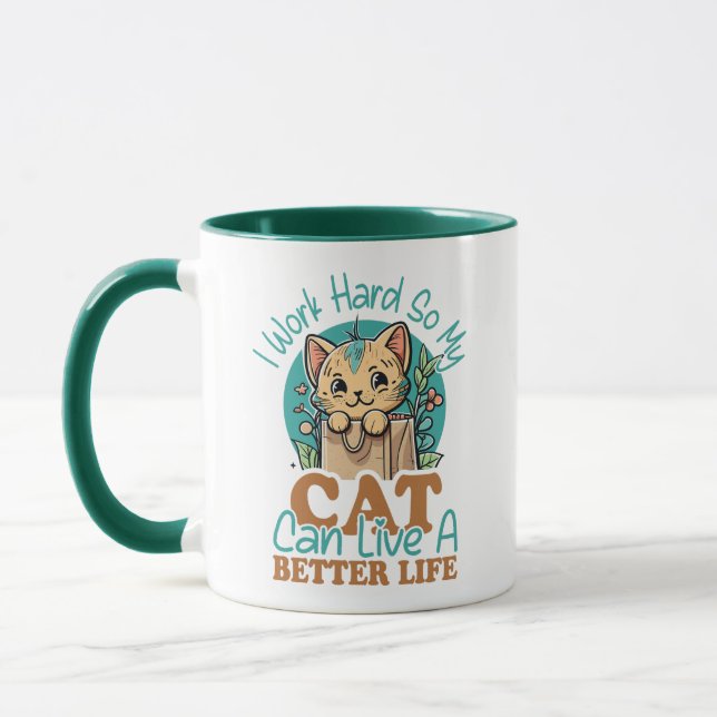 Funny Cat Lover Quote Cute Kitten Graphic Mug (Left)