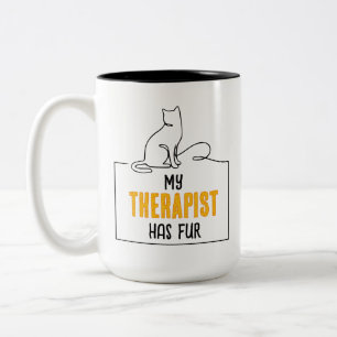 Funny Cat Lover Quote My Therapist Has Fur Gift Two-Tone Coffee Mug