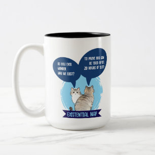 Funny Cat Lover Sleep Humor Two-Tone Coffee Mug