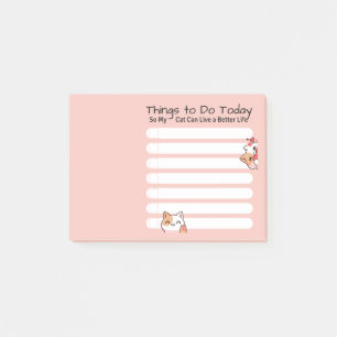 Funny Cat lover to do list pink colour  Post-it Notes