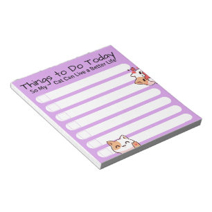 Funny Cat lover to do list purple color Notepad