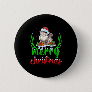 Funny Cat Lover Xmas Gift Cat Christmas T-Shirt 6 Cm Round Badge