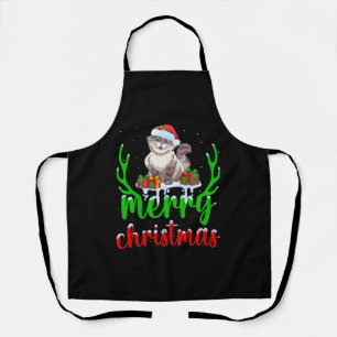 Funny Cat Lover Xmas Gift Cat Christmas T-Shirt Apron