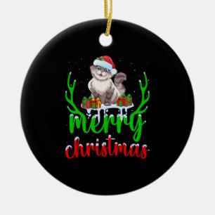 Funny Cat Lover Xmas Gift Cat Christmas T-Shirt Ceramic Tree Decoration