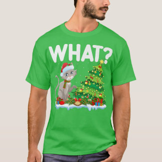 Funny Cat Lover Xmas Lights Santa Cat Christmas Tr T-Shirt