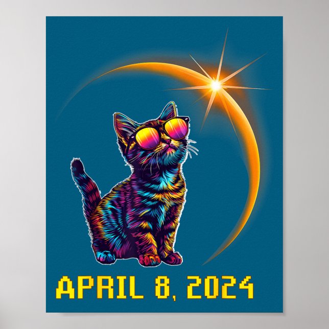 Funny Cat Lovers Astronomy Solar Eclipse Poster (Front)