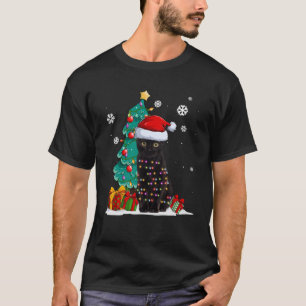 Funny Cat Lovers Black Cat Santa hat Ugly Christma T-Shirt