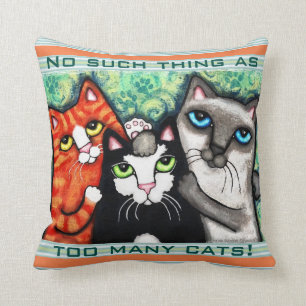 Funny Cat Lover's Cat Art Throw Pillow