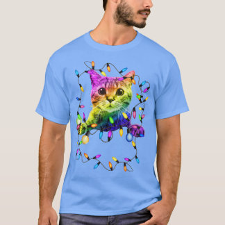 Funny Cat Lovers Christmas Light t Christmas  T-Shirt