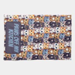 Funny Cat Lovers Paws Off My Kitchen Tea Towel