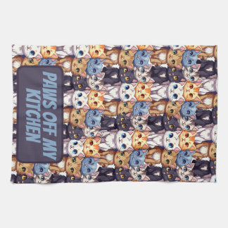 Funny Cat Lovers Paws Off My Kitchen Tea Towel