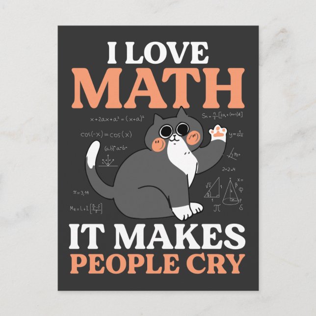 Funny Cat Loving Math Teacher Nerd Scientist Postcard (Front)