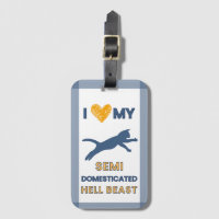 Funny Cat Luggage Tag Hell Beast Blue