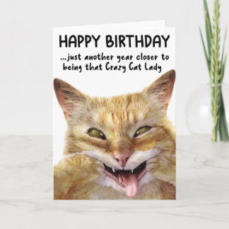 Funny Cat Making Faces Birthday Greeting Card 