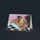 Funny Cat Massage Card<br><div class="desc">Here a ginger cat is relaxing and having a back massage by another cat! Even funnier with the towel wrapped around the head!</div>