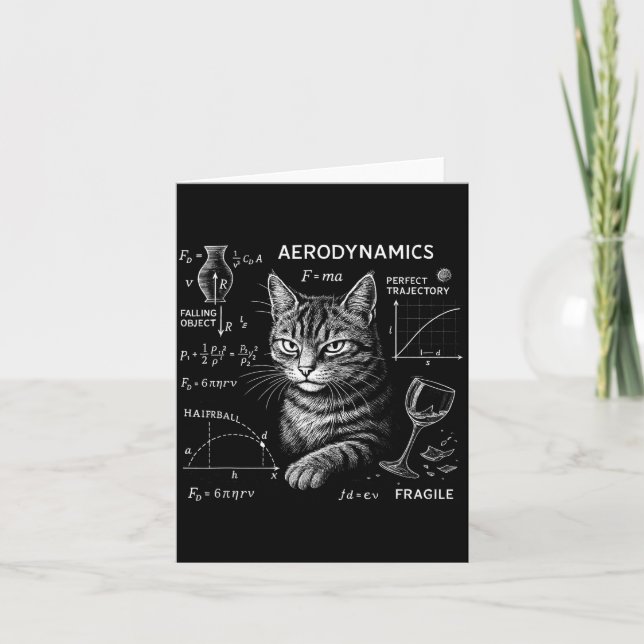 Funny Cat Math Physics Equations Science Humor  Card (Front)