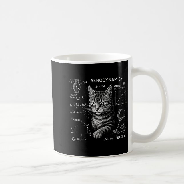 Funny Cat Math Physics Equations Science Humor  Coffee Mug (Right)