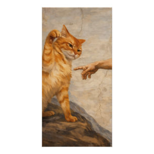 Funny Cat Meme Art Creation of Adam with Cat Sarca Poster