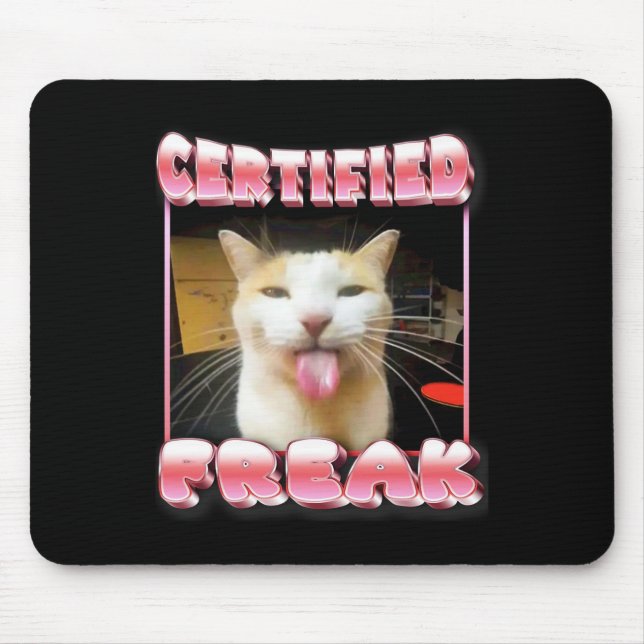 Funny Cat Meme - Certified Freak Funny Cat Meme  Mouse Mat (Front)