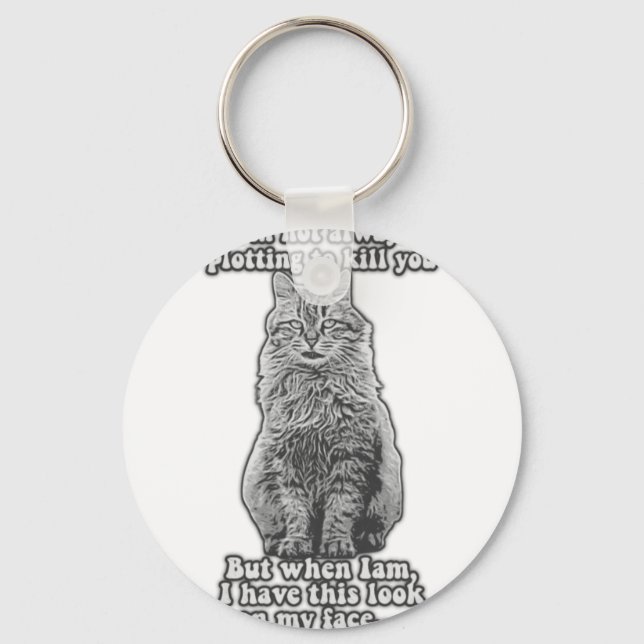 Funny cat meme for cat owners and cat lovers key ring (Front)