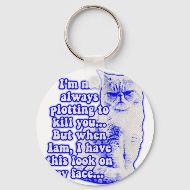Funny cat meme for cat owners and kitty lovers key ring (Front)