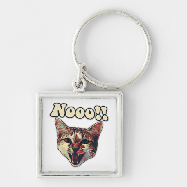 Funny cat meme for cat persons and cat owners key ring (Front)