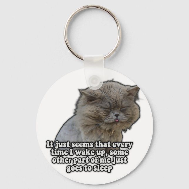Funny cat meme for kitty lovers and cat owners key ring (Front)