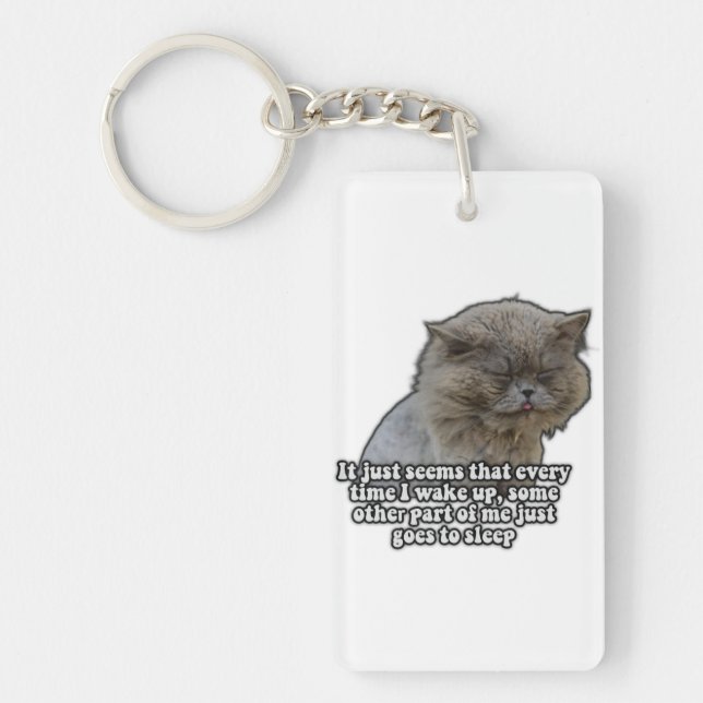 Funny cat meme for kitty lovers and cat owners key ring (Front)