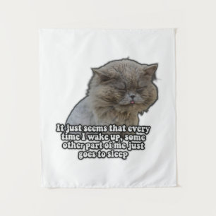 Funny cat meme for kitty lovers and cat owners tapestry