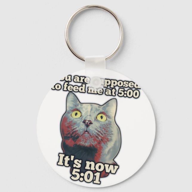 Funny cat meme for kitty persons and cat lovers key ring (Front)